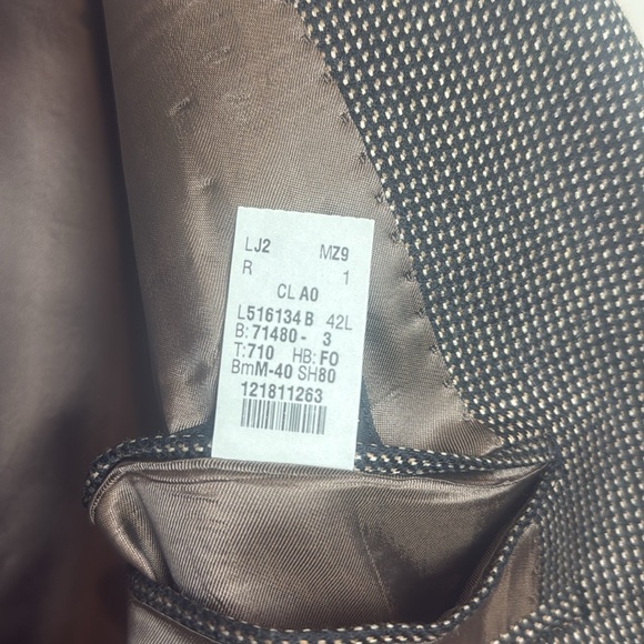 Men’s Brown and Black Wool Laine Suit Jacket Blazer Size 42L - Picture 8 of 10